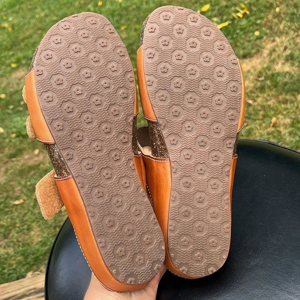 L’Artiste spring step sandals, velcro straps, open toe, brown, flower, size 6.5 - Picture 8 of 9